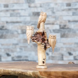 Garden Age Supply Hand Carved Wood Owl Carving - Decorative Accent - Home Decor