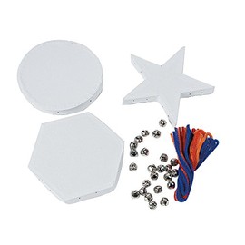 Fun Express Do It Yourself Hexagon & Star-Shaped Cardstock Tambourines for VBS, Kids Crafts & Fun Home Activities - Sizes from 4.25" to 5.5" - 12 Pieces