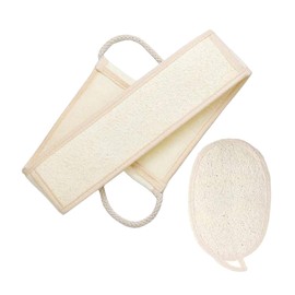 SAFIGLE 2pcs Natural Loofah Exfoliating Body Scrubber Long Back Scrubber Strap for Deep Cleaning Durable Luffa Pads for Men and Women for Bathing and Skin Care