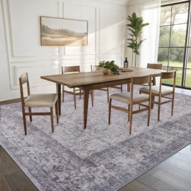 Vanmoos 8x10 Area Rugs for Living Room, Bedroom - Machine Washable, Non-Slip Bedside Rug, Large Soft Floor Carpet for Office, Dining Room, Farmhouse and Home Decor, Rustic Vibes/Taupe