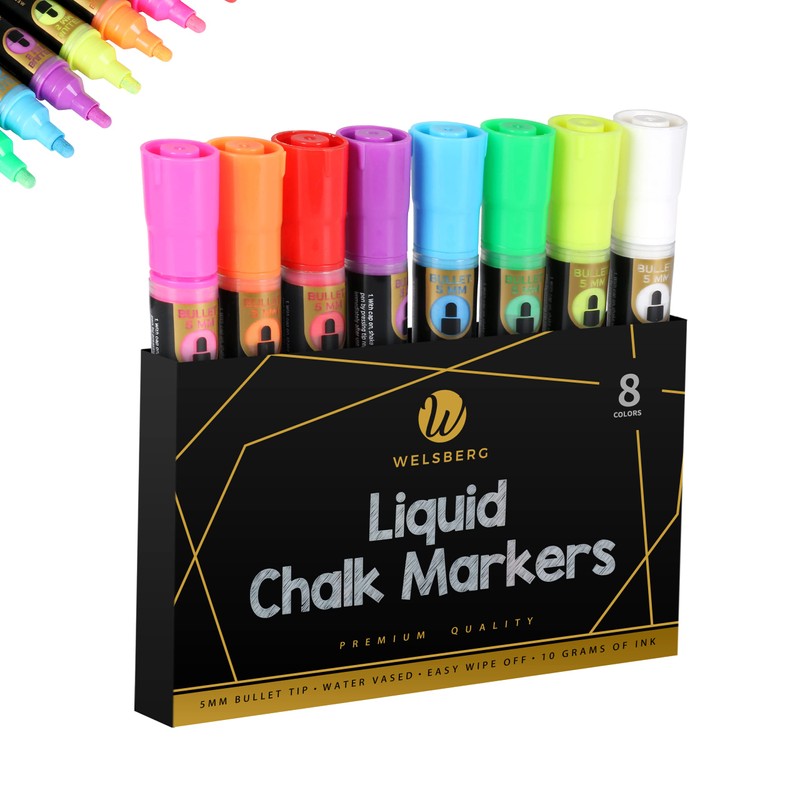 welsberg Liquid Chalk Pens 5 mm Tip Pack of 8