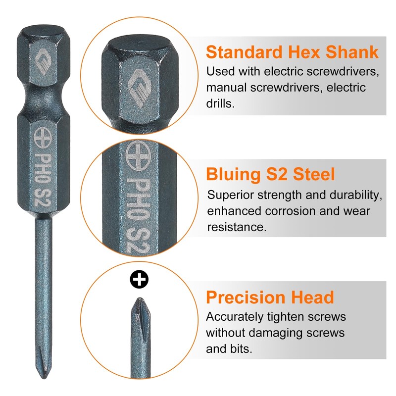 sourcing map 3pcs #0 Phillips Screwdriver Bit PH0 1/4" Hex