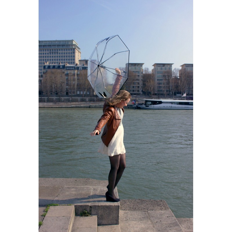 SMATI Automatic Foldable Clear Dome See Through Transparent Umbrella Windproof