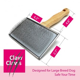 Claw Claws Pet Slicker Brush for Large Dogs, Wooden Handle with Stainless Steel Soft Pins, Gently Remove Tangled, Loose Undercoat and Mats Hair, Pet Grooming Brush Tool (8")