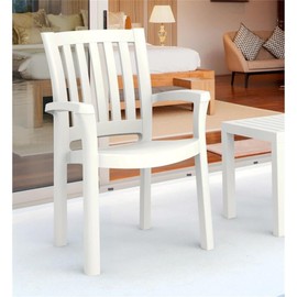 Compamia Sunshine Resin Patio Dining Arm Chair in White (Set of 2)