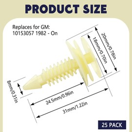 Icyhaws 25PCS Door Trim Panel Panel Retainer Clips, 8mm Hole Front Door Fasteners 10153057 for GM Chevy PoNtiAc Oldsmo JiMMy