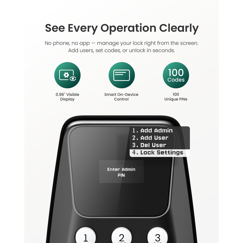 DESLOC C100 Keyless Entry Door Lock with Handle Set, Smart
