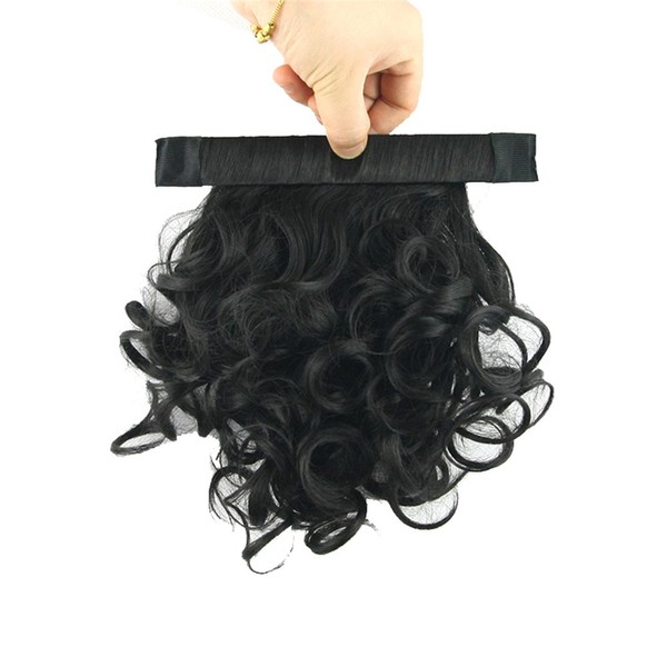 USIX 9.8" Hair Piece Band Ponytail Extension Short Curly Nature Looking Heat-Resisting Ponytail Extension(B2)