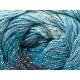 Ice 100 gram Magic Glitz 22051 Blues Black Silver Metallic Self-Striping DK Yarn
