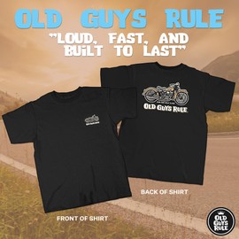 OLD GUYS RULE Men's Graphic T-Shirt, Panhead - Gift for Dad, Grandpa, Husband, Father's Day, Birthday, Holiday - Funny Novelty Tee for Bikers, Motorcycle Rides, Bike Week, Adventure (Black, Large)