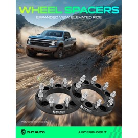 YHTAUTO 8x170mm Wheel Spacers 1 Inch Compatible with Ford F-250 Super Duty 1999-2002, Excursion 2000-2002 8 Lug Tire Spacers w/ M14x2 & 12.9 Grade Studs, 125mm Center Bore 2PCS Black