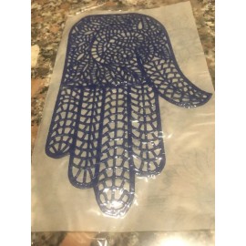 RARE VTG Hamsa Hand Iron On Transfer Appliqué LEAVES OF PAISLEY Pattern G Blue