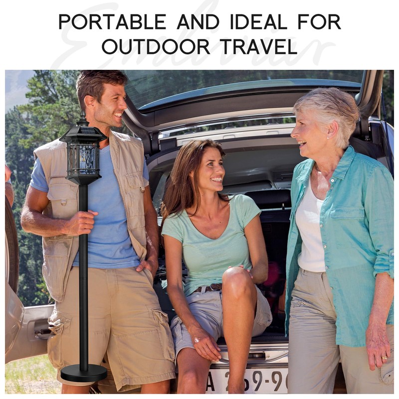 Emliviar Outdoor Solar Floor Lamp with Remote Control, Waterproof Solar