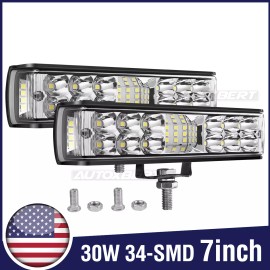 Unbranded Side Shooter LED Pods 7 Inch 60W Pair Spot Flood Combo LED Fog Driving Light Bar