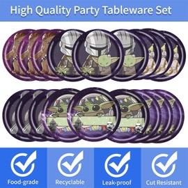Jiaoohoo 60pcs Baby Joda Party Plates Baby Joda Party Supplies Favors Baby Joda Birthday Baby Shower Decor(7 in)