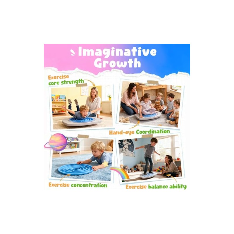Maze Balance Board for Kids, 3 Replaceable Labyrinth Boards 140lbs
