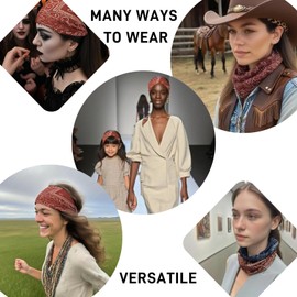 Extra Wide Headbands for Women - Non Slip Yoga Headband African Leopard prints Boho Floral Hair Accessories for Thick Hair Elastic Hairdbands for Workout Machine Washable (Bohemian)