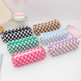 Fufumin Cute Pencil Case Aesthetic Student Pencil Pouch Coin Pen Pouch Cosmetic Bag Office Stationery Organizer for Kids Teen School (Orange Wh)