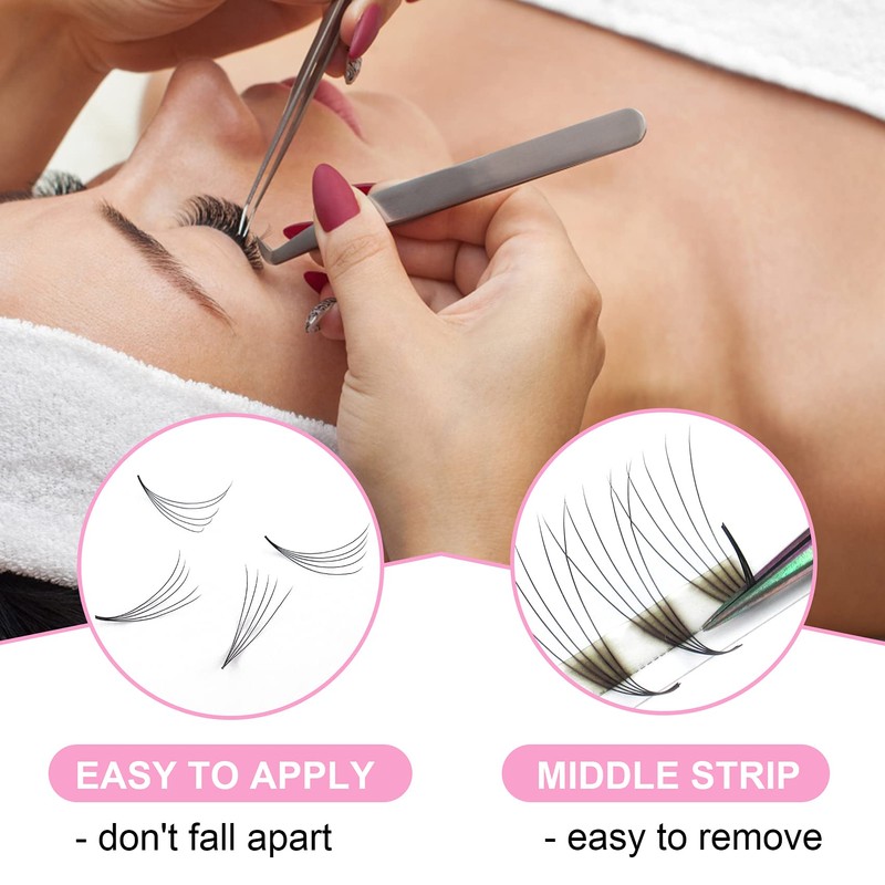 Ready-to-Use Eyelash Fans, 9D-D-0.07-12, Ready-to-Use Fan Eyelash Extensions, 0.07 Volume