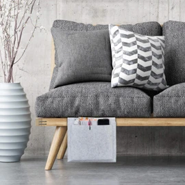 Relaxdays Bed Bag, for Hanging, 5 Compartments, Storage Bed & Sofa, Felt Bed Organiser, HBT 26 x 28 x 5 cm, Light Grey