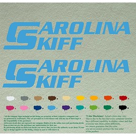 Pair of Carolina Skiff Boats Compatible Replacement Decals Vinyl Stickers Outboard Motor Set of 2 (12", Sky Blue 084)