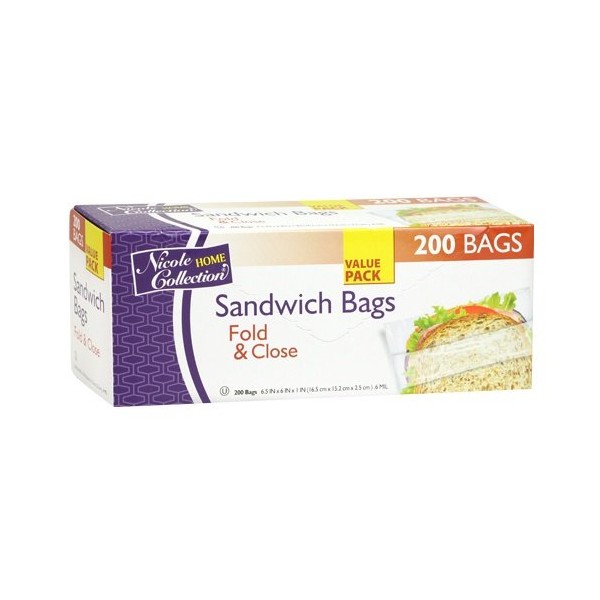Sandwich Bags Value Pack 200 Count Fold & Close Bags