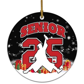 Senior 2025 Ceramic Ornament for Christmas Tree Decorations, Class of 2025 Christmas Ornament for College High School Graduates, Christmas Graduation Gift for Students