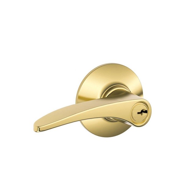 Schlage F51A MNH 605 Manhattan Lever Keyed Entry Lock, Bright