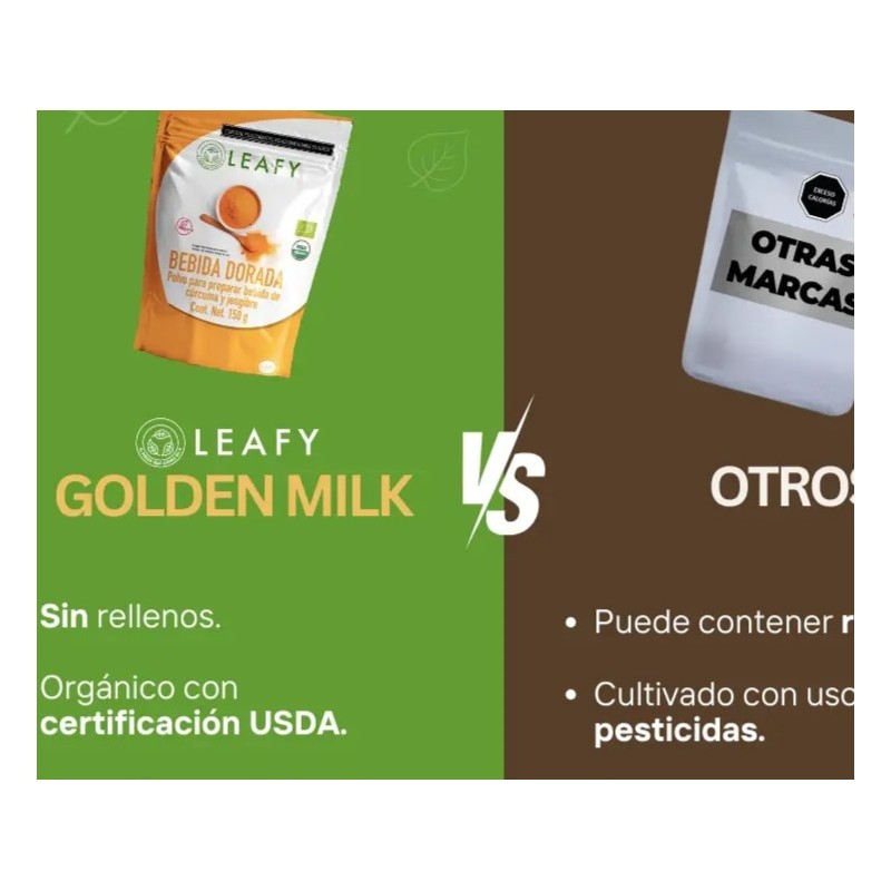 Golden Milk Leafy 150g Curcuma Organica Keto Vegano