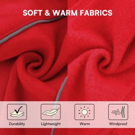 Queenmore XXL Christmas Dog Sweater, Cozy Fleece Dog Sweatshirt, Warm Winter Fleece Jacket for Small, Medium & Large Dogs with Leash Hole/Reflective Stripes Red