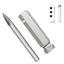 neeki 1/4“ Carbide Steel Reamer Drill Bit，Double-Cut Burr for Tire Repair， Featuring Quick Release Adapter for Enhanced Sealing for Tire Repair Patch Plug，Compatible with Low Speed Air Buffers