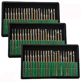 Brccee AC 60 Pcs Diamond Burr Bits Drill Glass Gemstone Metal for Craftsman Rotary Tool 1/8" Shanks w/ Box Tip