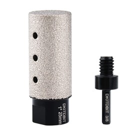 Diamond Coated Finger Bit, 1" Tile Milling Bit to Enlarge Grind Polish Shape Holes on Porcelain Ceramic Marble Granite Tile Countertop, with 5/8-11 Thread to 3/8" Hex Shank Adapter, Diameter 25mm