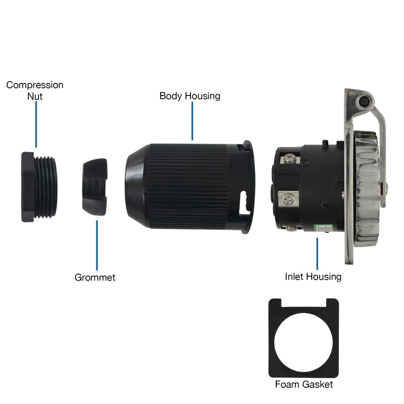 Conntek 50 Amp 125/250 Volt RV Marine Power Inlet -