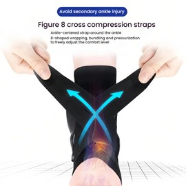 Ankle Brace Support for Sprained Ankle X-shaped Cross-fixing Compression Sleeve Lace Up for Women and Men Relief with Tendon Sprain Injury Recovery (Black, Large)