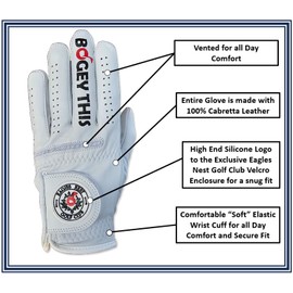 Bogey This Funny Golf Glove - Premium 100% Cabretta Leather Shocker Golf Gloves Golf Attire and Essentials for Men Fun Golfer Gag Gift Right Left Hand