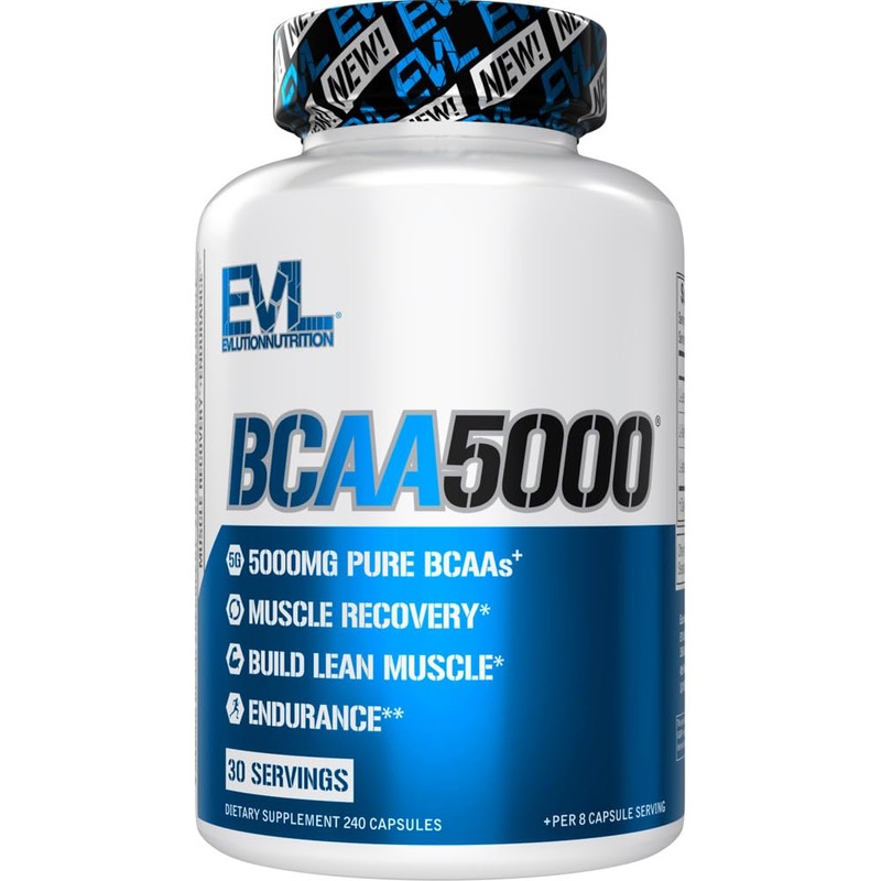 Evlution Nutrition BCAA5000, Branched Chain Amino Acids, Capsules with 5