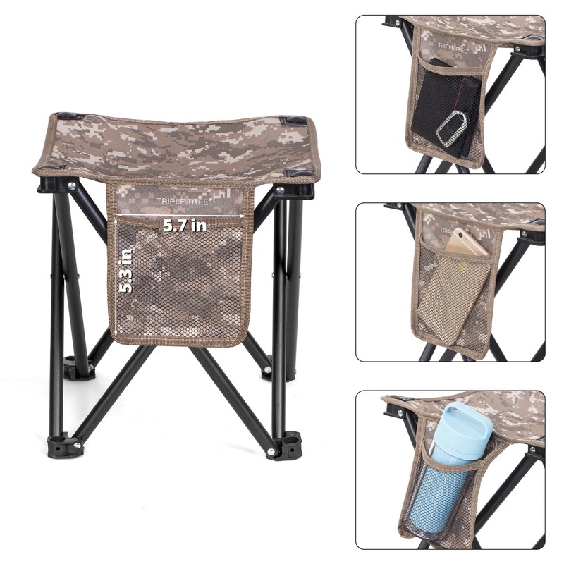 TRIPLE TREE 2 Pack Camping Stool, 13.8 Inch Camouflage Portable