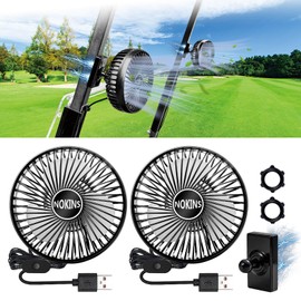 NOKINS 2 PCS Golf Cart Fan, Portable Magnetic Fans for Golf Cart EZGO Club Car Yamaha, Low Noise Designed and 3-speed Settings 360° Rotatable with Magnetic Mount Base&USB Input