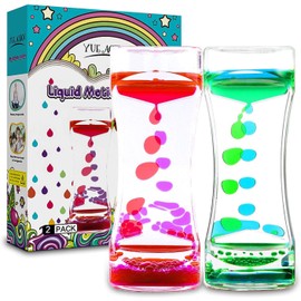 YUE Action Liquid Timer 2 Pack/Liquid Motion Bubbler Timer for Calming Sensory Toys, Autism Toys,Fidget Toy, Children Activity, Desk Toys,Novelty Gifts, Assorted Colors (Green+Red Set)
