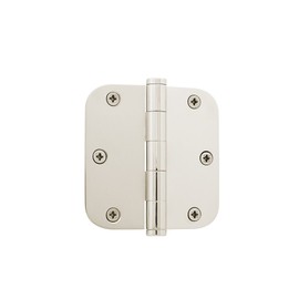 Grandeur Hardware 819965 3.5" Button Tip Residential Hinge with 5/8" Radius Corners in Polished Nickel, 3.5" x 3.5"