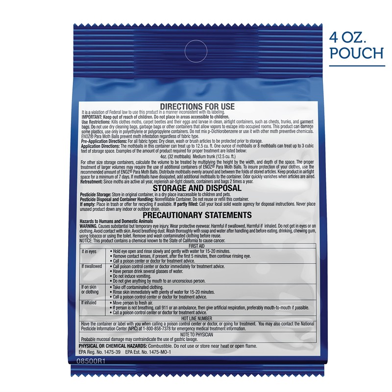 Enoz para Moth Balls for Closets and More - Kills