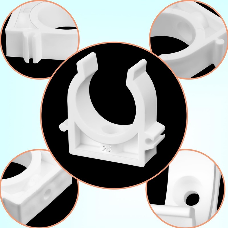 SWTYExt Pack of 60 Clamp 20 mm Pipe Holder White