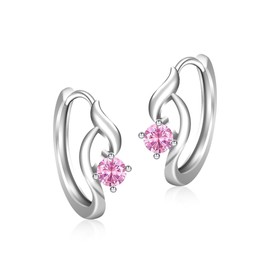 Naniwaai Women's Birthstone Earrings, Hoop Earrings, Silver Earrings, Hypoallergenic Metal, Flower Earrings, Ring, Present, Christmas, Birthday, Anniversary