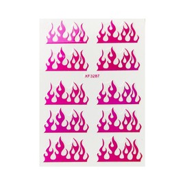 Generic Fire Flame 3D Nail Stickers Laser Gold Silver Red Blue and Rose Red Xf3287 Rose Red Nail Wraps Stickers Manicure Supplies for Women Nails Full Long Lasting Easy Apply and Remove