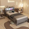 KOMFOTT Twin Size Wood Platform Bed Frame with Charging Station