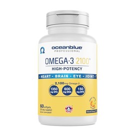 Ocean Blue Omega 3 2100 - Mezcla olénica - Sabor a naranja natural - Sin sabor a pescado, 120 unidades