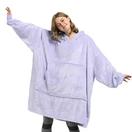 Catalonia Classy Cosy Fleece Hoodie Blanket, Warm Gifts for Her, Soft Wearable Hooded Blanket, Oversized Hoody for Adults Men Women, Purple