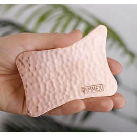 DEMMEX Pure Copper Face Massager, Gua Sha Facial Massage Tool, Dead Skin Scraper, 2mm Thick 100% Pure Uncoated Copper, Improve Blood Flow for Dark Circles, Remove Dead Skin, Handmade (Hammered)