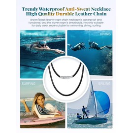 Bestyle Waterproof Braided Leather Cord Chain Necklace, Men Women DIY Woven Wax Rope Chain for Pendant, 2/3mm Width, 16-30" Length (3mm 20")